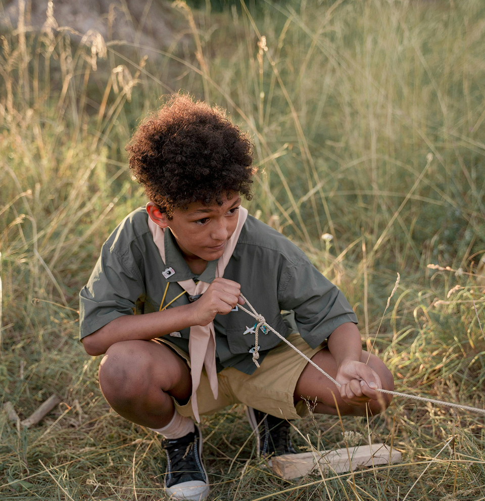 Boy playing outdoors