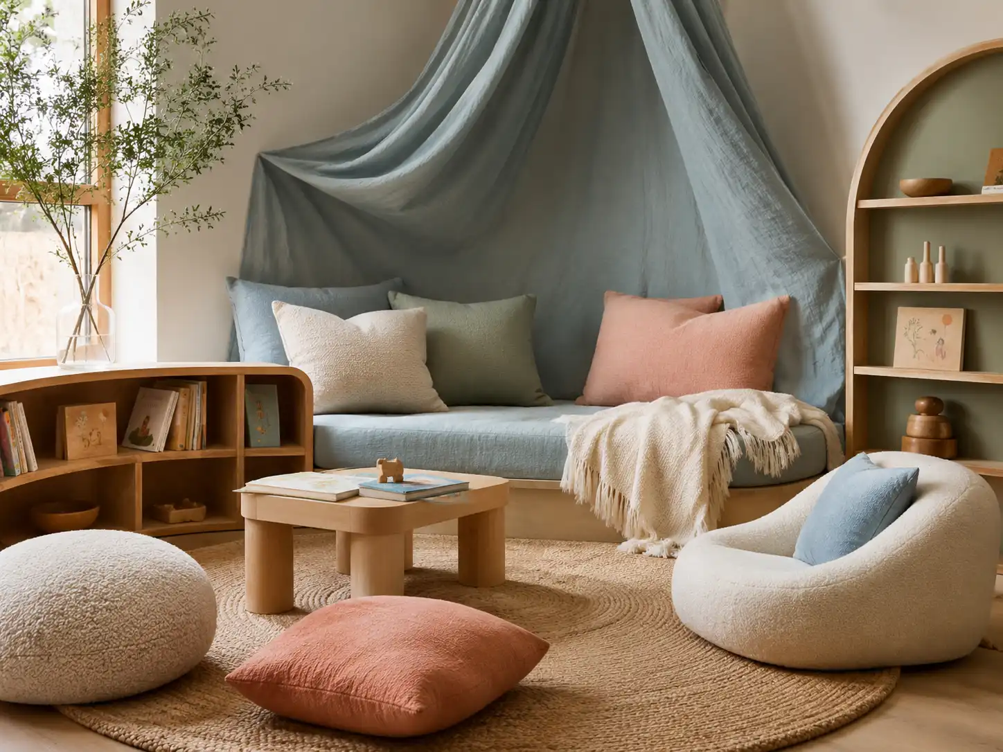 A textile-softened classroom detail
