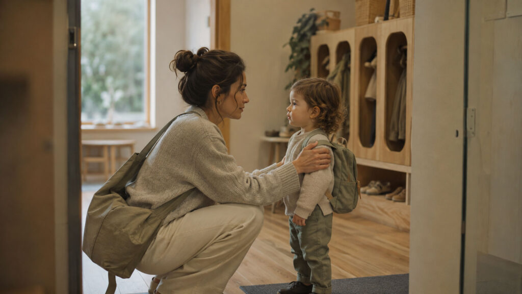 Starting Child Care: The First Few Weeks 2 Starting child care: a parent and toddler at a calm goodbye